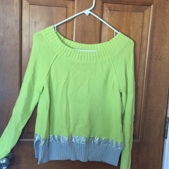 Express Sweaters - Express lime green/silver sweater